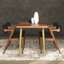 Table de salle à manger rectangulaire brune en fer avec table de salle à manger / cuisine-1595152808