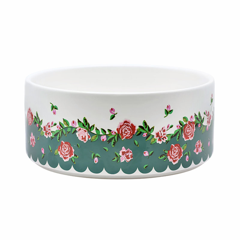 Cath Kidston Dolly Rose Ceramic Pet Bowl Small/Medium, Medium (7")