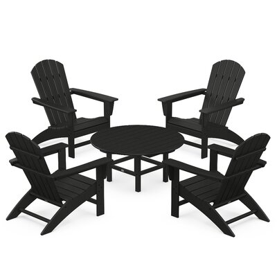 Nautical 5-Piece Adirondack Chair Conversation Set -  POLYWOOD®, PWS705-1-BL
