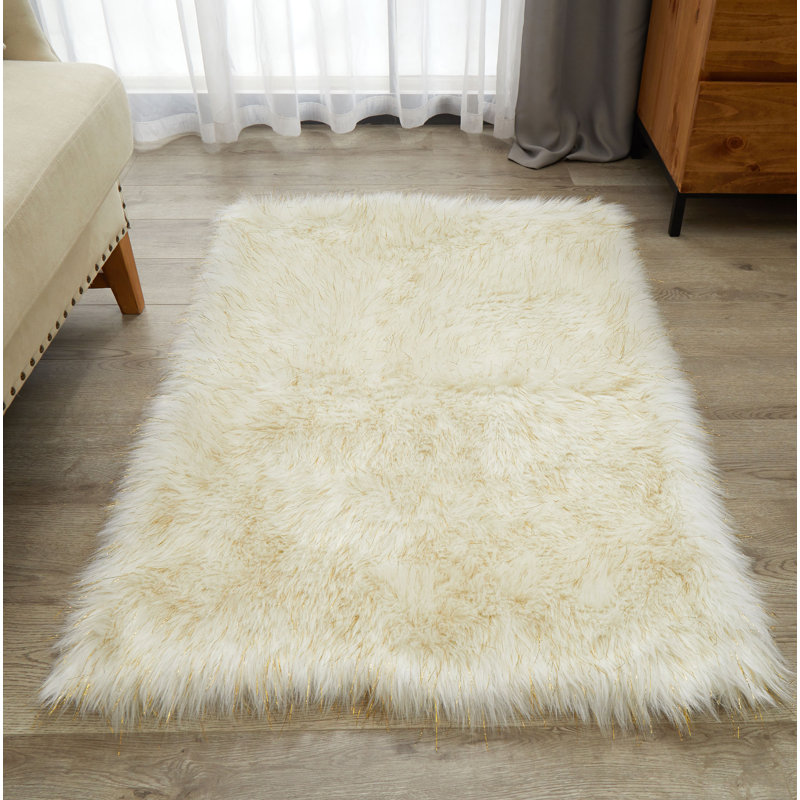 Enrica Soft Fluffy Cream Area Rug