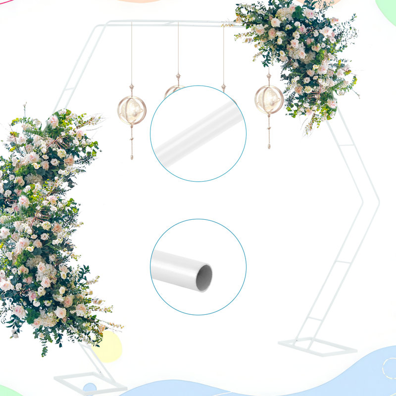 Double-Layer White Pentagon Floral Wedding Arch