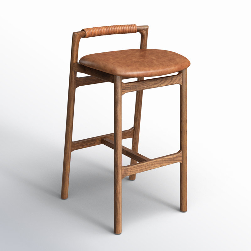 Solene Stool, Bar Stool (30" Seat Height), Haven Tobacco/Genuine Leather, Lamont Nettlewood