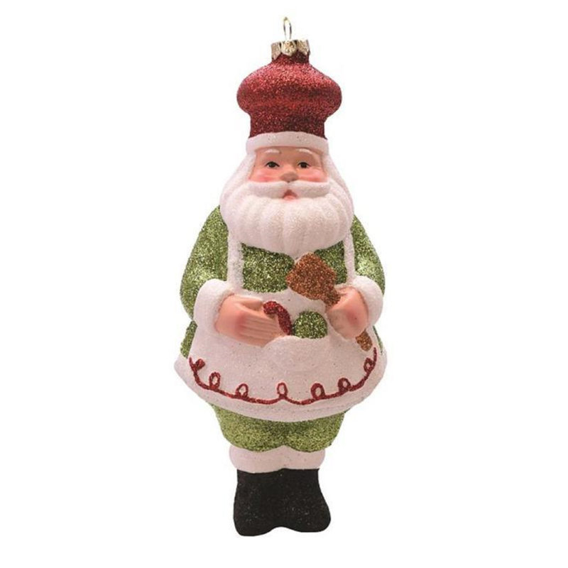 Ornement de Noël 6 po vert et blanc incassable Père Noël