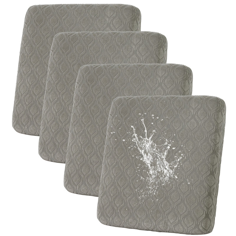 4 Pcs Waterproof Couch Cushion Covers，Washable Stretch Outdoor Patio Furniture Covers, Gray Fabric