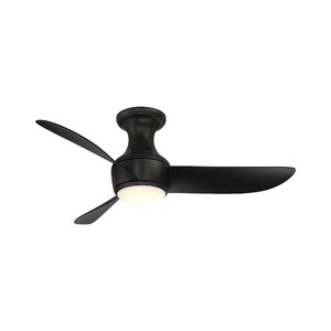 44" Corona 3 - Blade Outdoor LED Smart Flush Mount Ceiling Fan with Remote Control and Light Kit Included