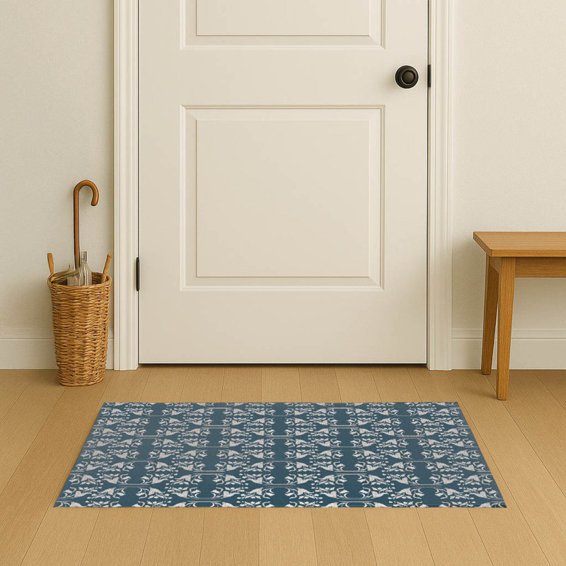 Mira Ultra-thin Indoor Doormat, Teal, 60" W x 84" L