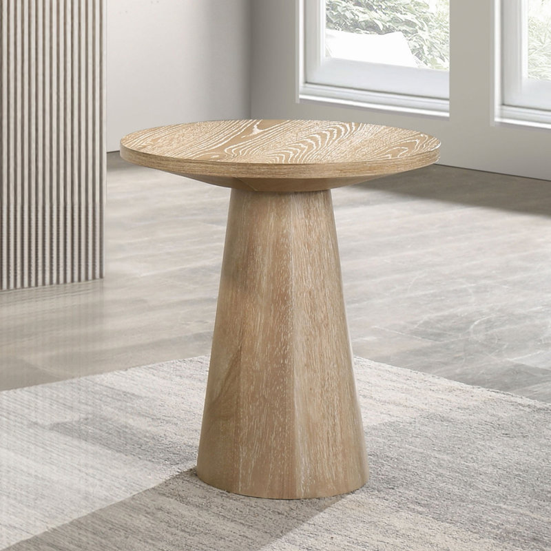 Table de bout ronde, table de style contemporain avec base à piédestal