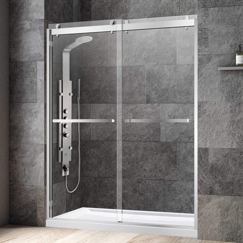 56-60x76" Double Sliding Shower Door with 3/8" Thickened Upgrade Tempered Glass | Stainless Steel Hardware | Safe, Explosion-Resistant, Clear & Stylish, Sturdy & Durable 