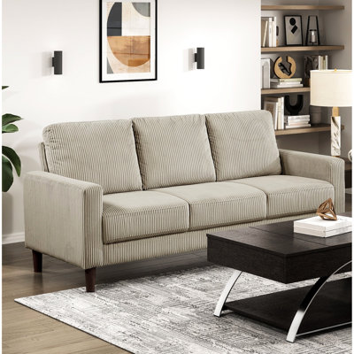 2Pcs Modern With Taupe Corduroy, Solid Wood Frame, Cushioned Seating, Exposed Brown Faux Finish, Good For Mediterranean - Style Living Rooms Contemporary And , Corduroy Upholstered, Plywood, High