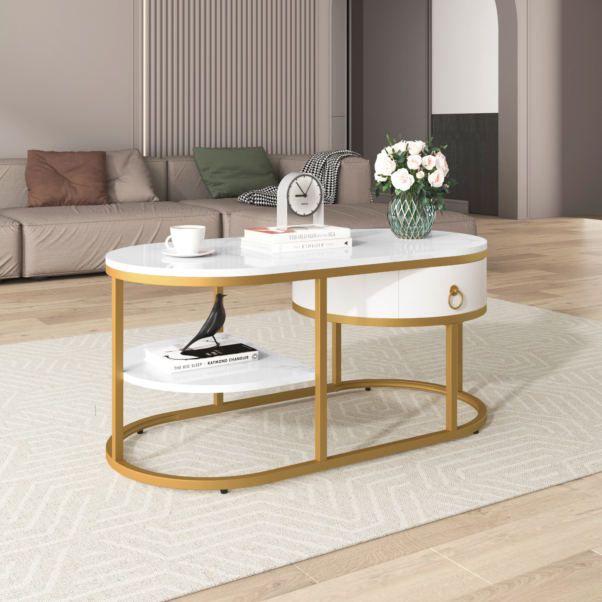 Gold oval 2024 coffee table