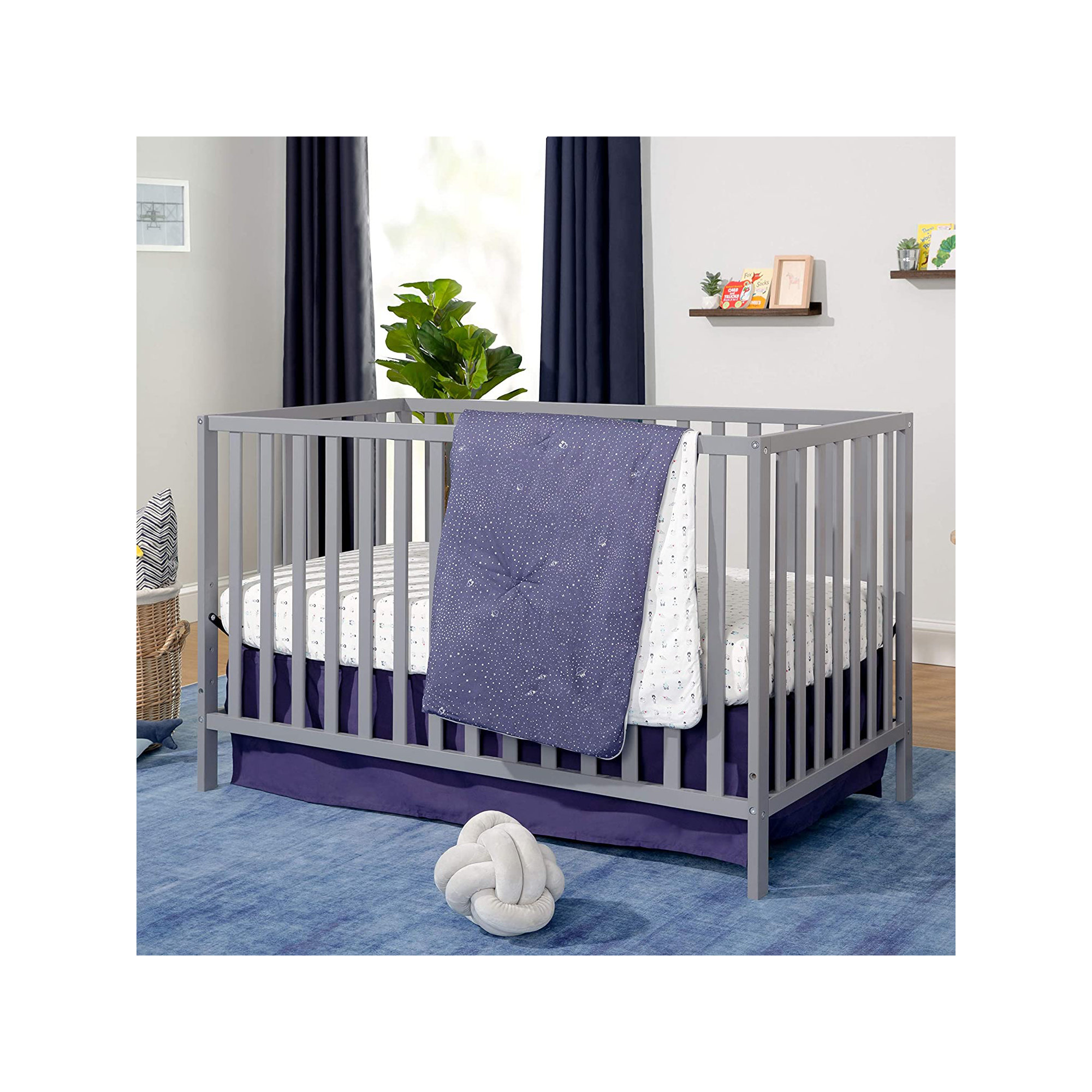 Union 4-in-1 Convertible Crib, Gray