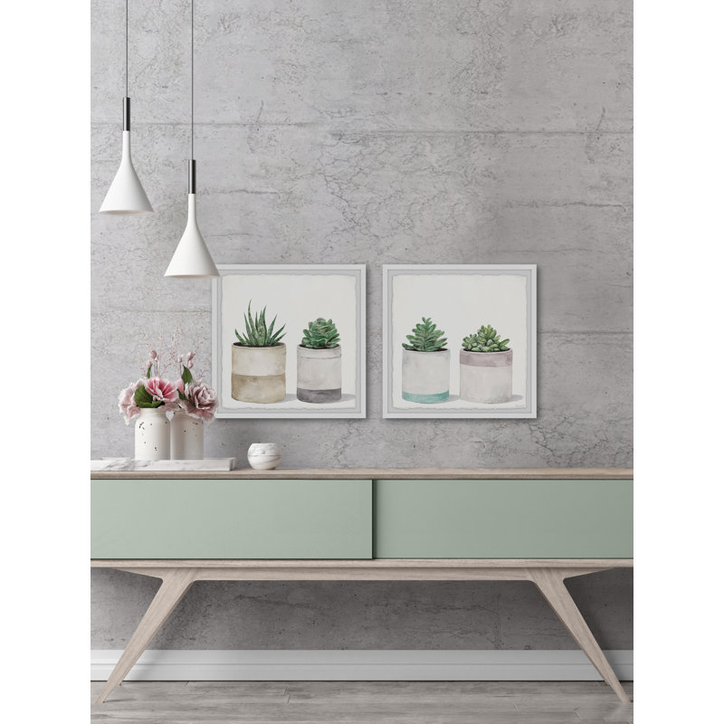 Fleshy Succulent Leaves by Marmont Hill - 2 Piece Single Picture Frame Painting Set, 81" H x 81" W x 3.81" D