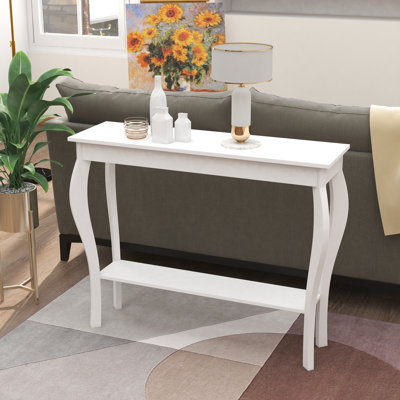 39.4" W Console Table with Storage Shelf and Distinctive Leg Design