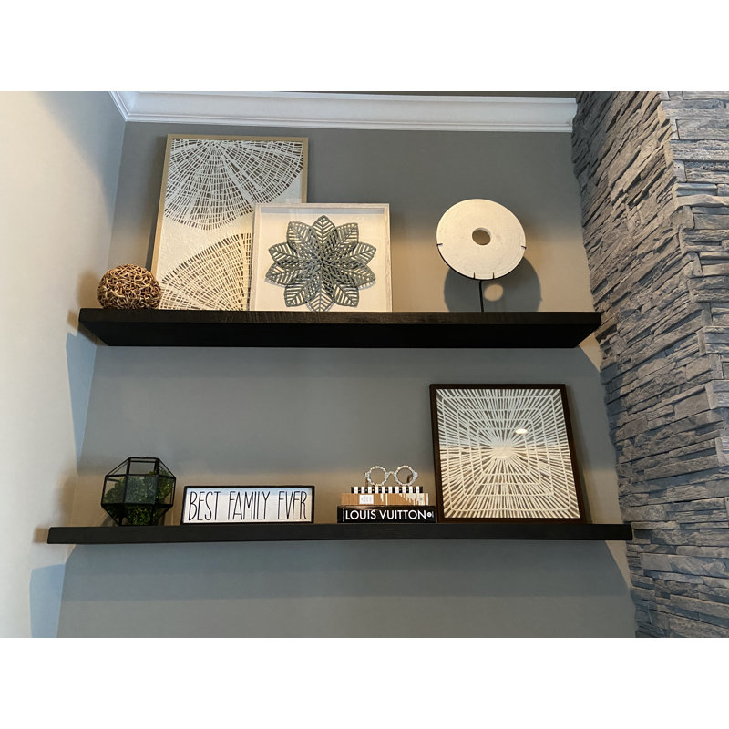 Pine Floating Shelf, 2" H x 72" W x 12" D, Black
