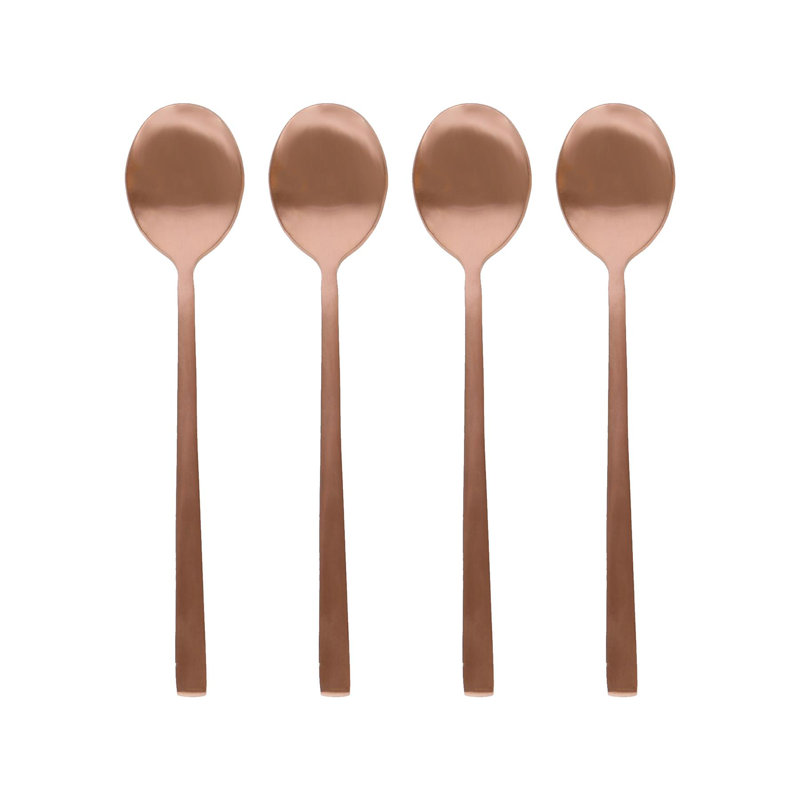 Stainless Steel Teaspoons - 14.5cm - Pack of 4, Copper