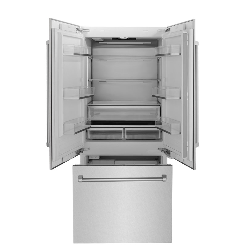 ZLINE 36" 19.6 cu. ft. Built-In 3-Door French Door Refrigerator with Internal Water and Ice Dispenser, Satin Stainless Steel
