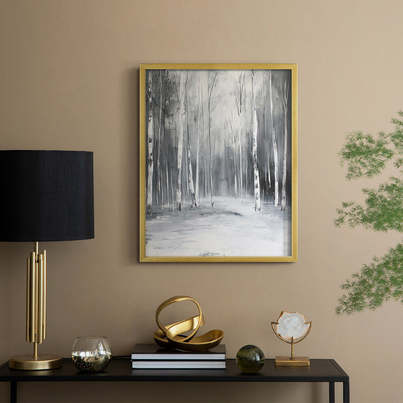 Paysages série XCV - reproduction encadrée de qualité supérieure - prête à être accrochée - aucun clou requis, Doré