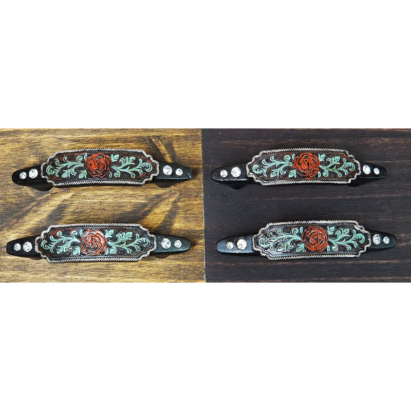 Ebros  6" Wide Set Of 4 Western Red Rose With Green Vines Scroll Lace Design Sculpted Resin In R