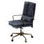 Chaise de bureau en cuir gris - pivotant à 360 degrés, hauteur de siège réglable, roulettes, base à 5 avec coussin, dossier charmant et dossier moderne