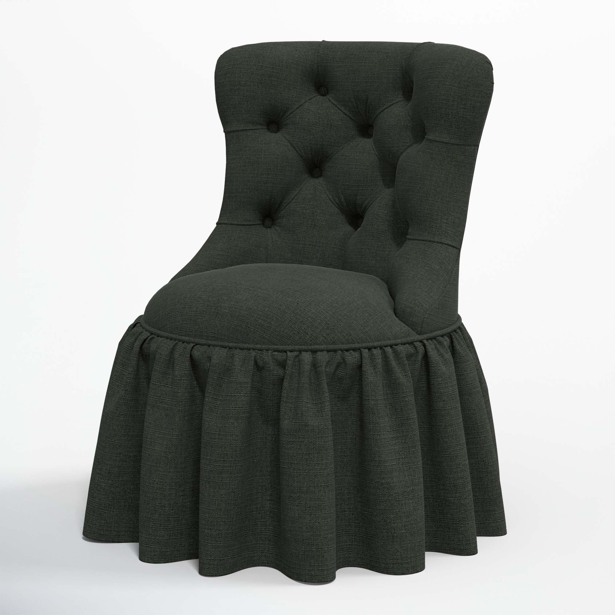 Minnie Upholstered Side Chair, Classic Black Linen