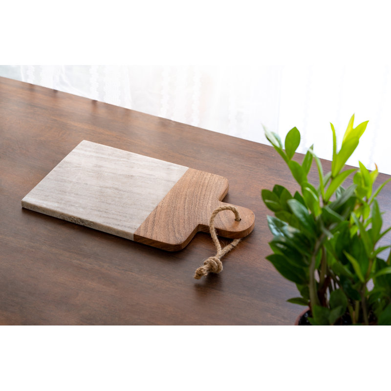 Planche de charcuterie en marbre et bois brun 14 x 8 Lexi Home avec poignée
