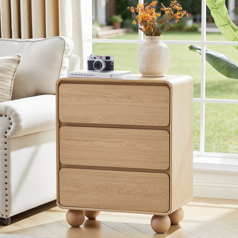 23.6''W 3-Drawer Nightstand, Natural