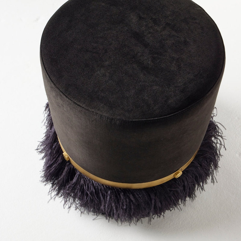 Ostrich Fluff Pouf, Black