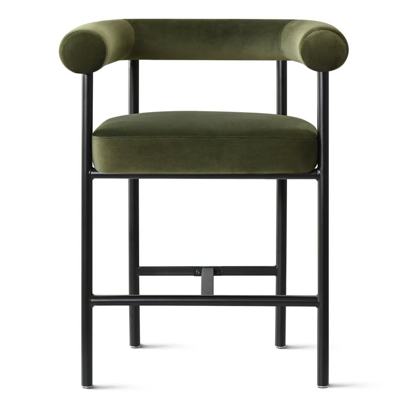 24" Upholstered Velvet Counter Stool, Green