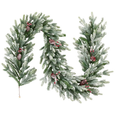Real Touch Flocked Snowcap Grove Fir Artificial Christmas Garland - 7' X 15" - Unlit