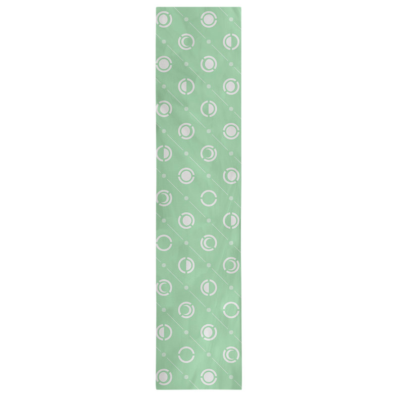 Classic Moon Phases Table Runner, 16" x 72", Light Green/White
