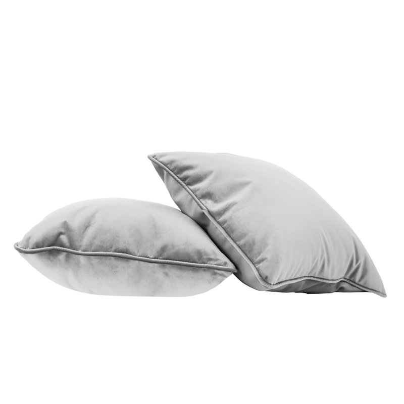 Rectangle Lumbar Microfiber Pillow with Piping, 2-pack, Square 18", Sterling