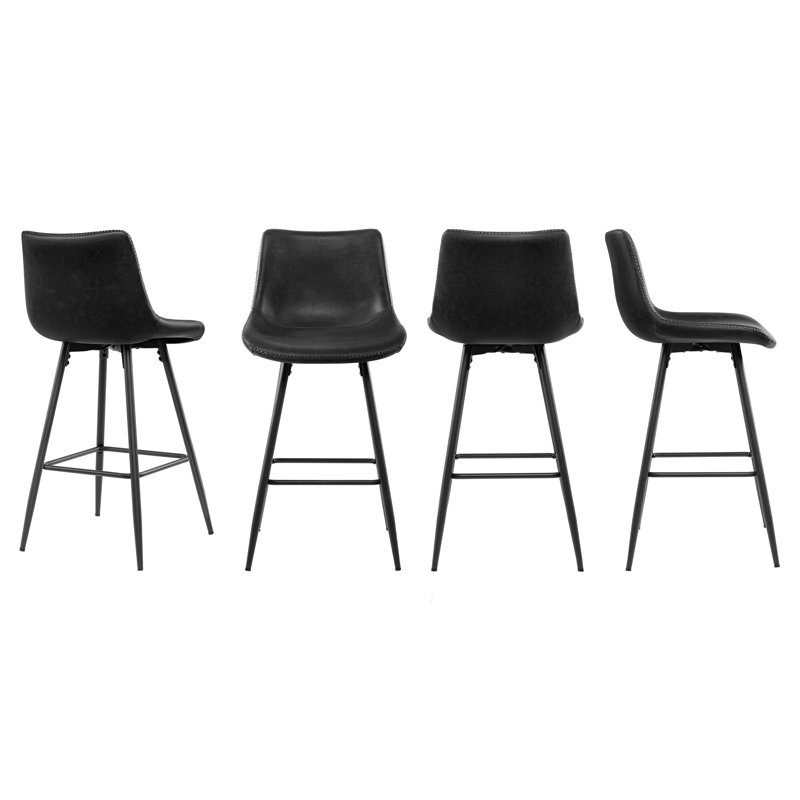 Tabouret de comptoir moderne en similicuir, Noir, noir, noir, noir, Tabouret de comptoir (siège d'une hauteur de 24 p, 4
