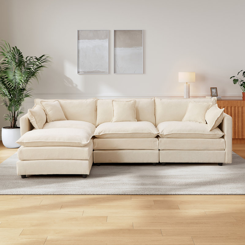 3 Seater Chenille Sofa, Beige