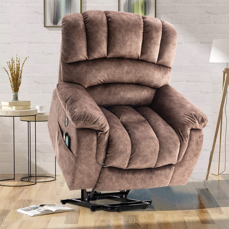 Upholstered Heated Massage Chair, Brown