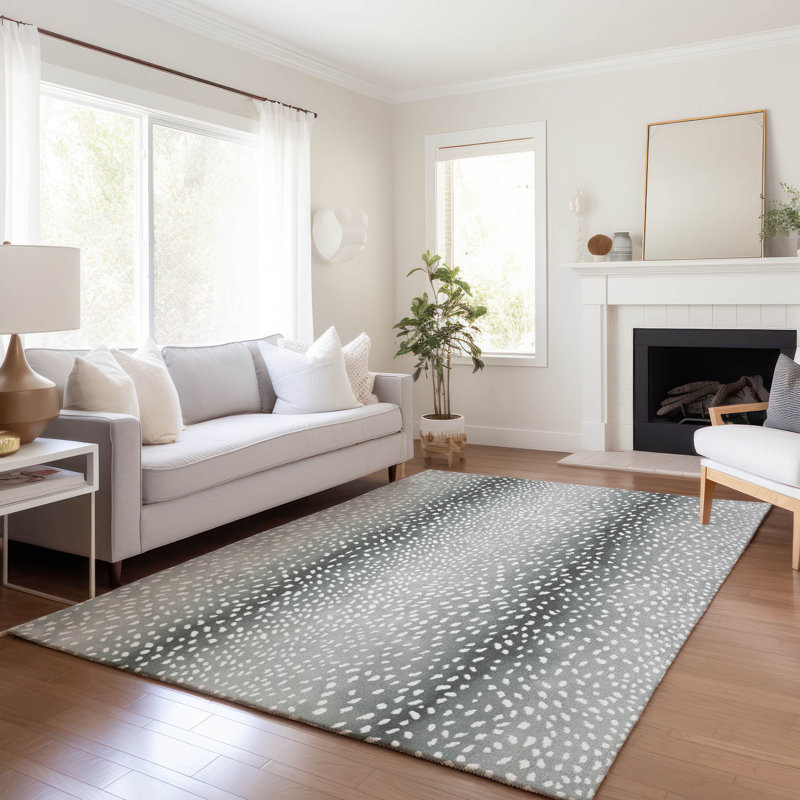 Premium Machine Washable Merilou AMF44 Gray Rug, Rectangle 3' x 5'