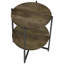 Table d'appoint en bois de manguier naturel avec cadre en bronze et étagère