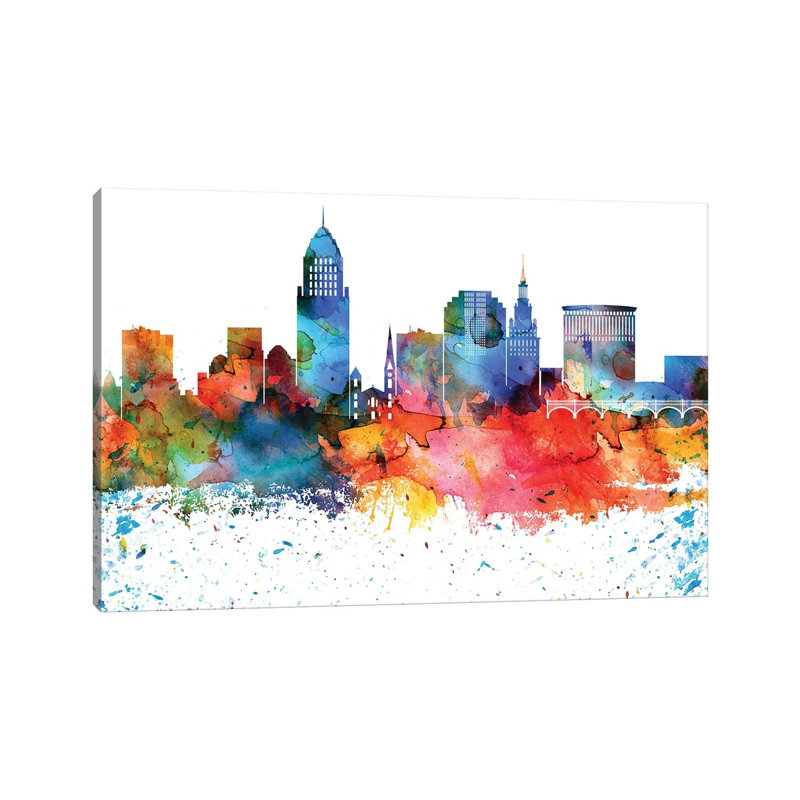 Horizon aquarelle coloré de Cleveland, H 18 po x l 26 po x P 1,5 po