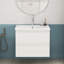 Ensemble de meuble-lavabo 24 po avec lavabo, armoire avec 2 grands tiroirs, système de fermeture en douceur, 2 grands tiroirs, conception sans poignée, assemblage facile, blanc brillant-1528765666