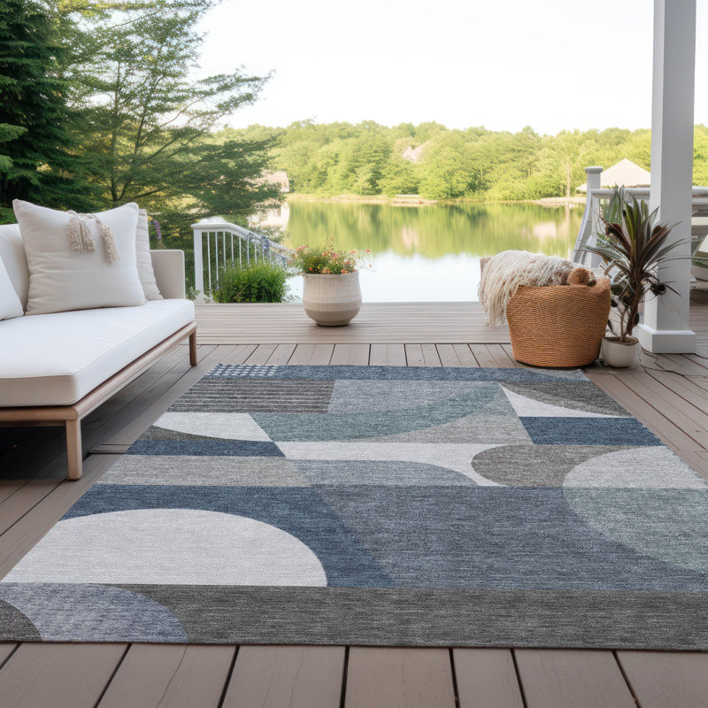 Aeleth Gray Washable Indoor-Outdoor Rug - , 3' x 5'