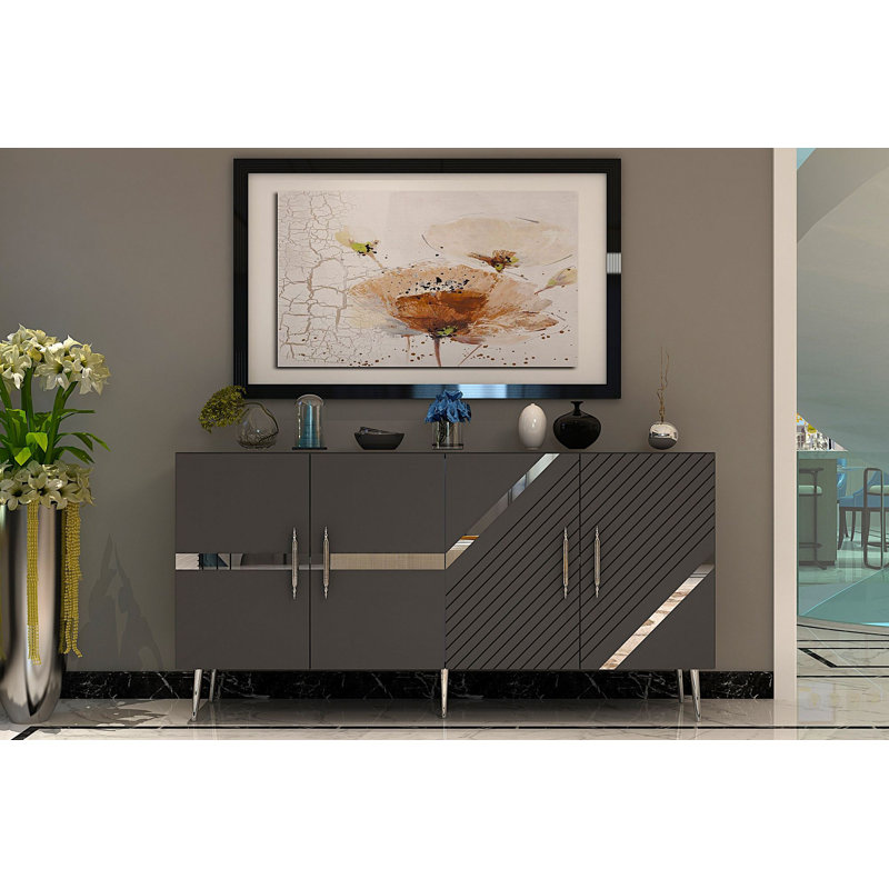 Olivia 150cm Console Table, Grey/Silver