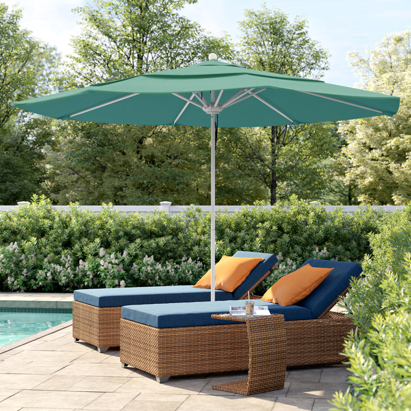 Parasol de marché 11 pi Hibo, Tissage uni Sunbrella® palette brume