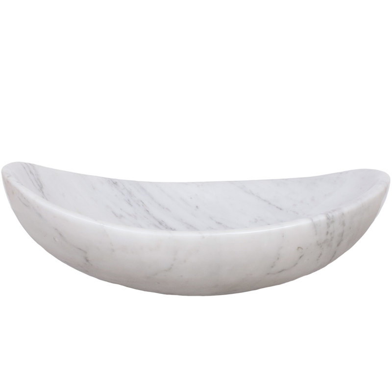 Novatto 19.5'' White Marble Oval Bathroom Sink