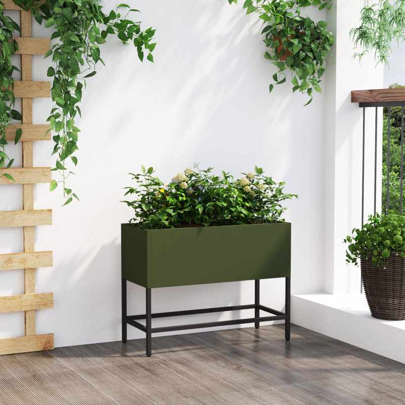 Elevated Planter, Olive, 45cm H x 60cm W x 26cm D