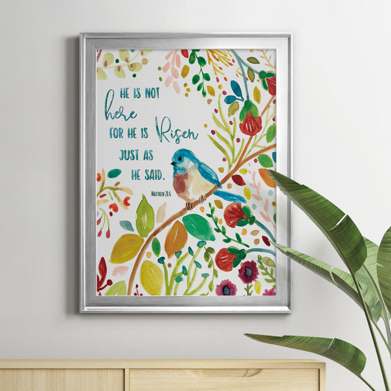 «He Is Risen», art textuel sur toile, Argent, H 18,5 po x l 24,5 po x P 1,5 po