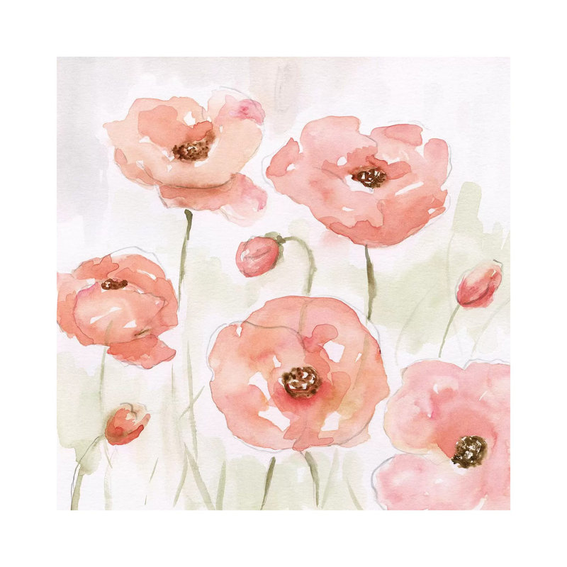 "Spring Poppies I" par Nan, reproduction d’art, Pas de tapis, H 26 po x l 26 po x P 1,5 po, Toile tendue