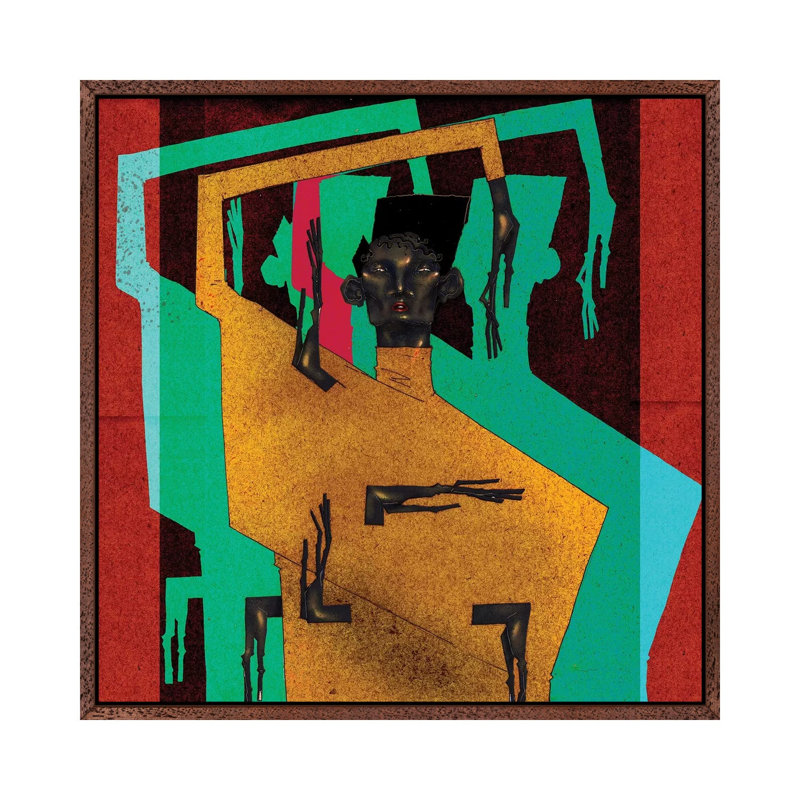 Voguer II by DEMÖ - Painting on Canvas, 45.72cm H x 45.72cm W x 3.81cm D, Classic Brown Wood Framed