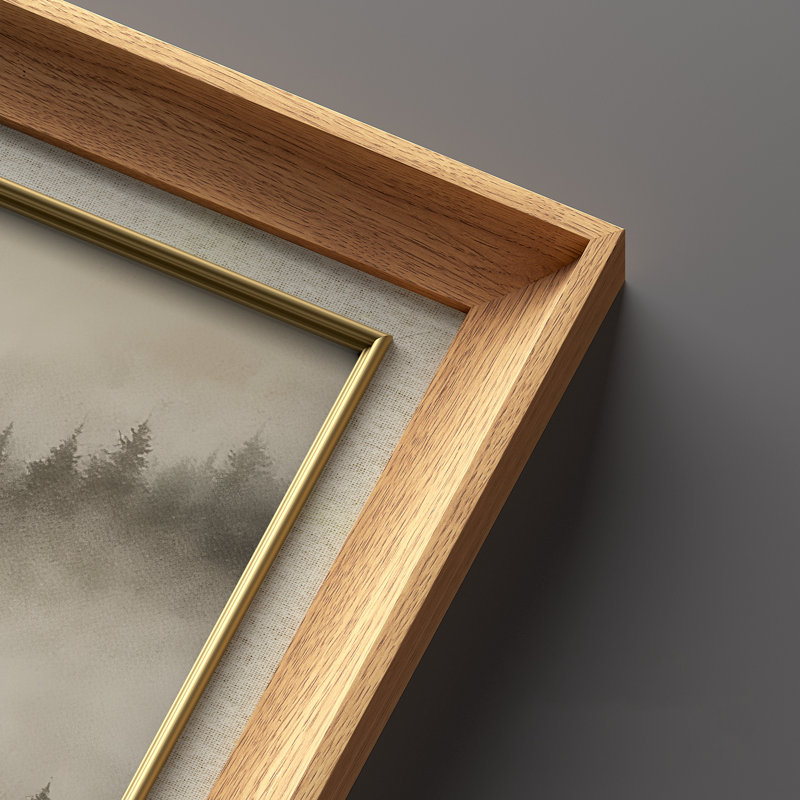 Décorations murales encadrées «Soft Mist Pine Mountain Layers» - ensemble de 2 reproductions d'art encadrées de qualité supérieure sur papier 26 po x 36 po