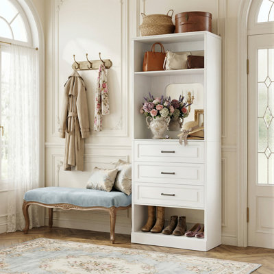 Système de placard Danniele avec 3 tiroirs, miroir et conception anti-basculement