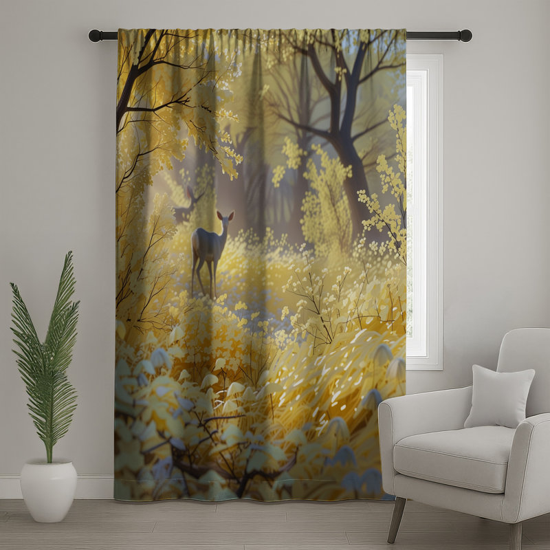 Rideaux de fenêtre, rideaux transparents et occultant Yellow Forest, Blockout, 50 po x 92 po - 1 panneau
