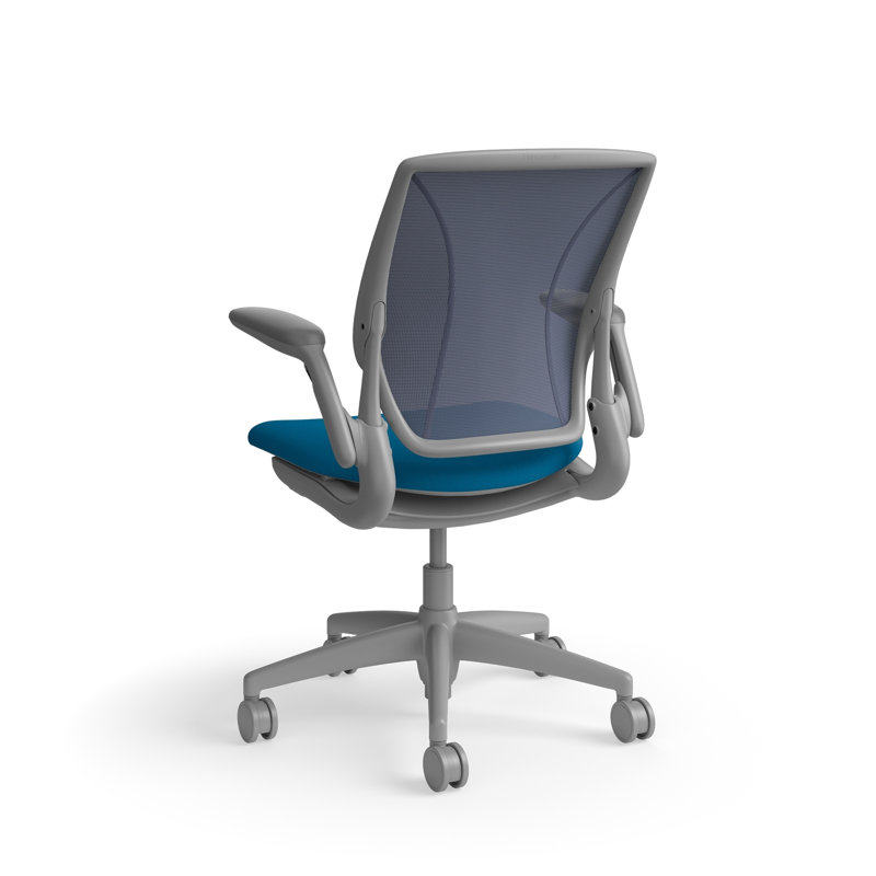 Fauteuil de travail ergonomique avec dossier Caraway World ML et siège rembourré Corde 4, Bleu / bleu paon, Gris